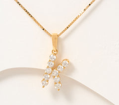 Fire Light Lab Grown Diamond Sterling Silver Goldclad Initial "K" Necklace, 18"