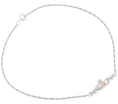 Black Hills Gold Sterling Silver & 12K Gold Claddagh Anklet, 10"
