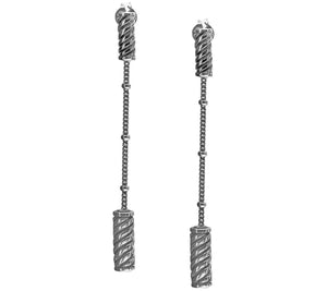 Artisan Crafted Sterling Silver Patterned Linear Earrings, 1-3/16