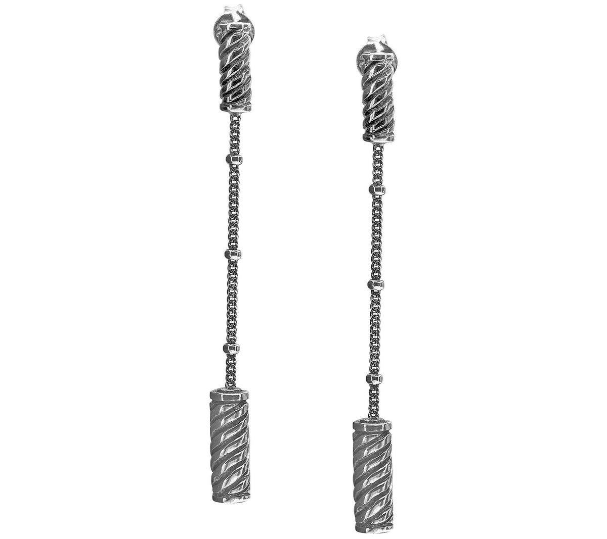 Artisan Crafted Sterling Silver Patterned Linear Earrings, 1-3/16