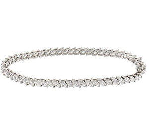 Epiphany Platinum Clad Diamonique Marquise Tennis Bracelet, 8"