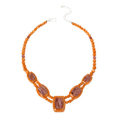 Jay King Orange and Red Spiny Oyster Shell Necklace 18"