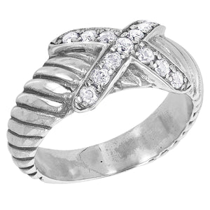 Bali RoManse Pav Zircon Gemstone XDesign Cable Ring, Size 6