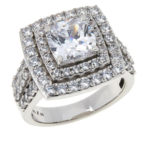 Robert Manse Cushion-Cut Halo Engagement Ring – Size 11 – 6.80ctw CZ in Sterling Silver