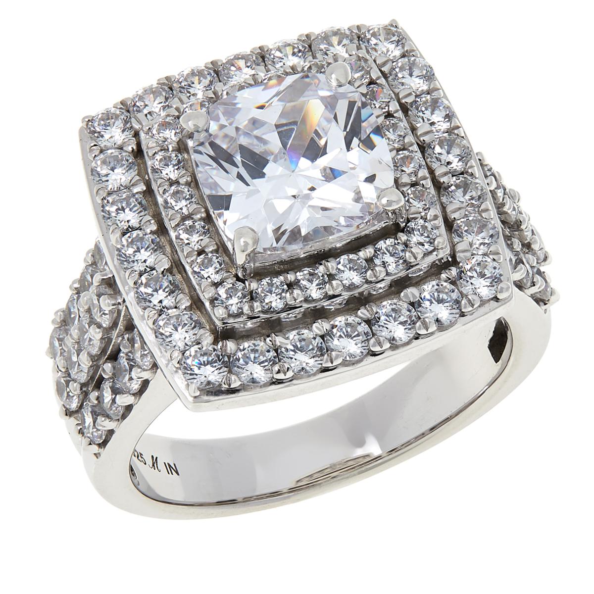 Robert Manse Cushion-Cut Halo Engagement Ring – Size 11 – 6.80ctw CZ in Sterling Silver