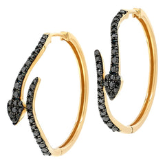 Rarities Gold-Plated 1ctw Pave Black Diamond Hoop Earrings