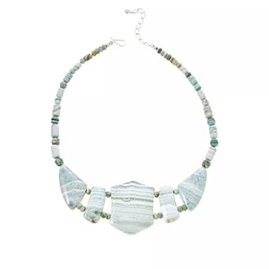 Jay King Sterling Silver Multicolor Banded Quartzite Statement Necklace 18"