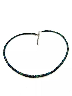 Colleen Lopez Sterling Silver Faceted Black Opal Beaded Necklace. 18"