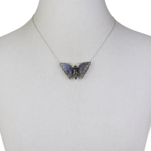 Colleen Lopez Sterling Silver Carved Labradorite Butterfly Necklace 18"