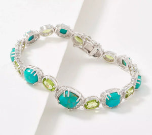 Generation Gem Sterling Silver Turquoise & Gemstone Bracelet, Size 8"