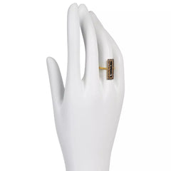 Joya Sterling Silver Goldclad White Polki Diamond Deco Hammered Ring, Size 9