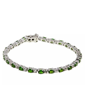 Colleen Lopez Sterling Silver Chrome Diopside & White Zircon Tennis Bracelet, 7-1/2"