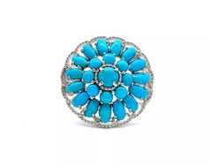 Heritage Gems Sterling Silver Sleeping Beauty Turquoise "Signature" Ring, Size 8