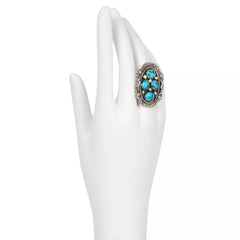 Chaco Canyon Sterling Silver Sleeping Beauty Turquoise Statement Ring, Size 7