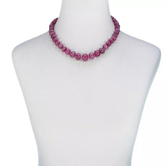 Rarities Sterling Silver Natural Pink & Red Sapphire Rondelle Bead Necklace. 18"