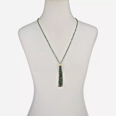 Rarities Sterling Silver Goldclad Blue Lapis Rondelle Tassel Necklace. 28"