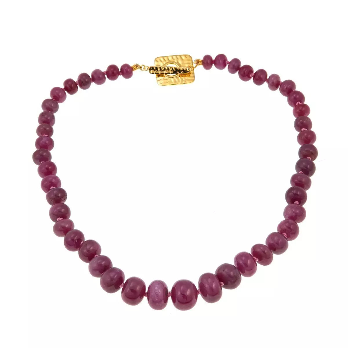 Rarities Sterling Silver Natural Pink & Red Sapphire Rondelle Bead Necklace. 18"