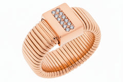 Emma Skye Rosetone Stainless Steel Crystal-Accented Stretch Ring, Size 6