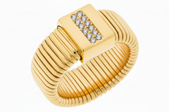 Emma Skye Goldtone Stainless Steel Crystal-Accented Stretch Ring, Size 8