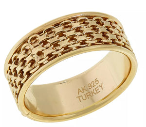 Sevilla Sterling Silver Gold-Plated Mesh Spinner Ring. Size 6