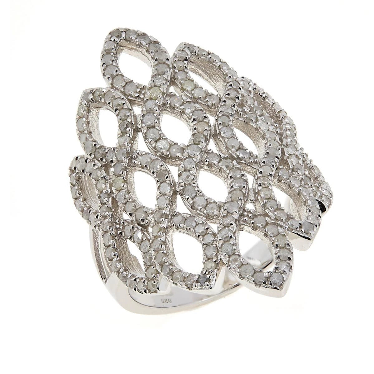 Colleen Lopez Sterling Silver Pave Diamond Ring, Size 7