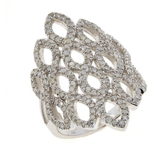 Colleen Lopez Sterling Silver Pave Diamond Ring, Size 7