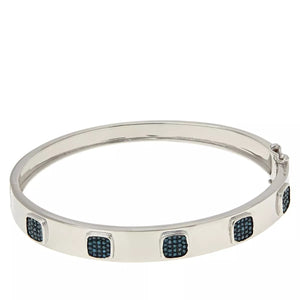 Colleen Lopez Sterling Silver 0.60ctw PavÃ© Blue Diamond Station Bangle. 7-1/4"