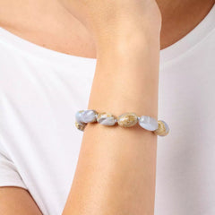 Rarities Sterling Silver Goldclad Chunky Gemstone Beaded Bracelet. 6-3/4"