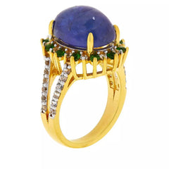 Colleen Lopez Gold-Plated Tanzanite, Chrome Diopside & Zircon Ring, Size 6