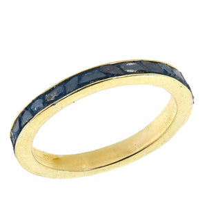Joya Sterling Silver Goldtone  Crushed Genuine Blue Diamond Band Ring, Size 7