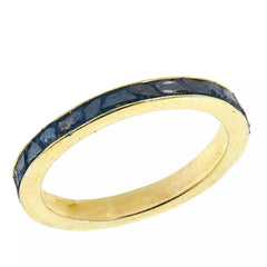 Joya Sterling Silver Goldtone  Crushed Genuine Blue Diamond Band Ring, Size 7