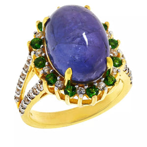 Colleen Lopez Gold-Plated Tanzanite, Chrome Diopside & Zircon Ring, Size 6