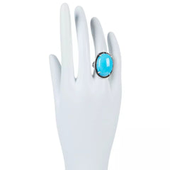 Colleen Lopez Sterling Silver Blue Howlite & Black Spinel Ring. Size 6