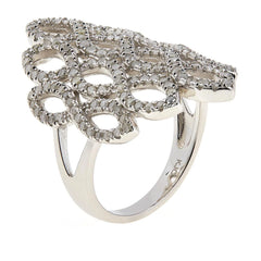 Colleen Lopez Sterling Silver Pave Diamond Ring, Size 7