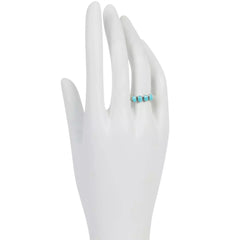 Chaco Canyon Sterling Silver Kingman Turquoise Oval Stones Band Ring, Size 8