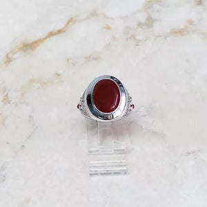 Aldo Orta Sterling Silver Red Agate Icon Ring Size 8 QVC $188