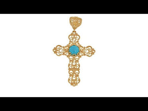 Technibond Turquoise Filigree Cross Pendant, 1-3/4"